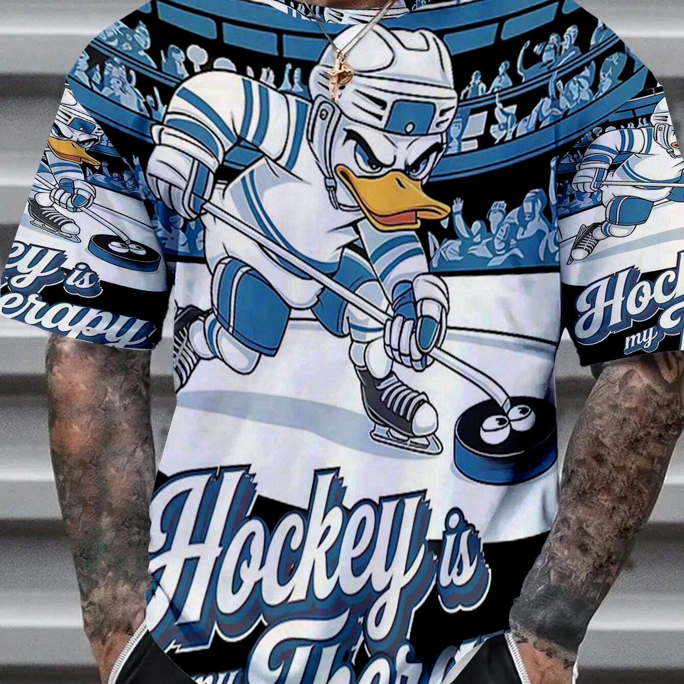 TEMU Unique Short-sleeve Shirt "hockey Is " Puck , Multi-functional Design, Casual Wear And Urban Fashion, Gift, Plus Size
