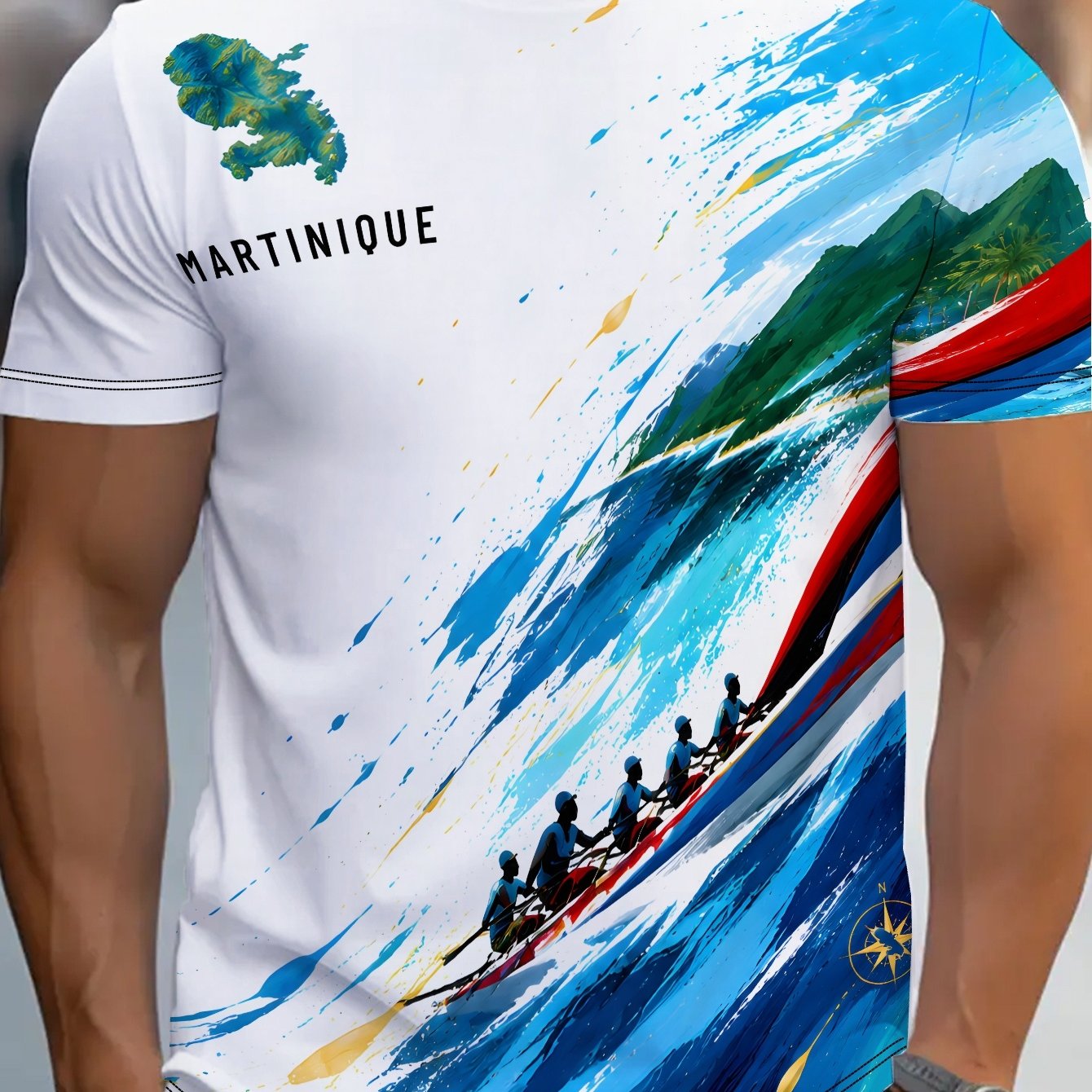 TEMU T-shirt de sport décontracté pour homme Martinique Boat Motion