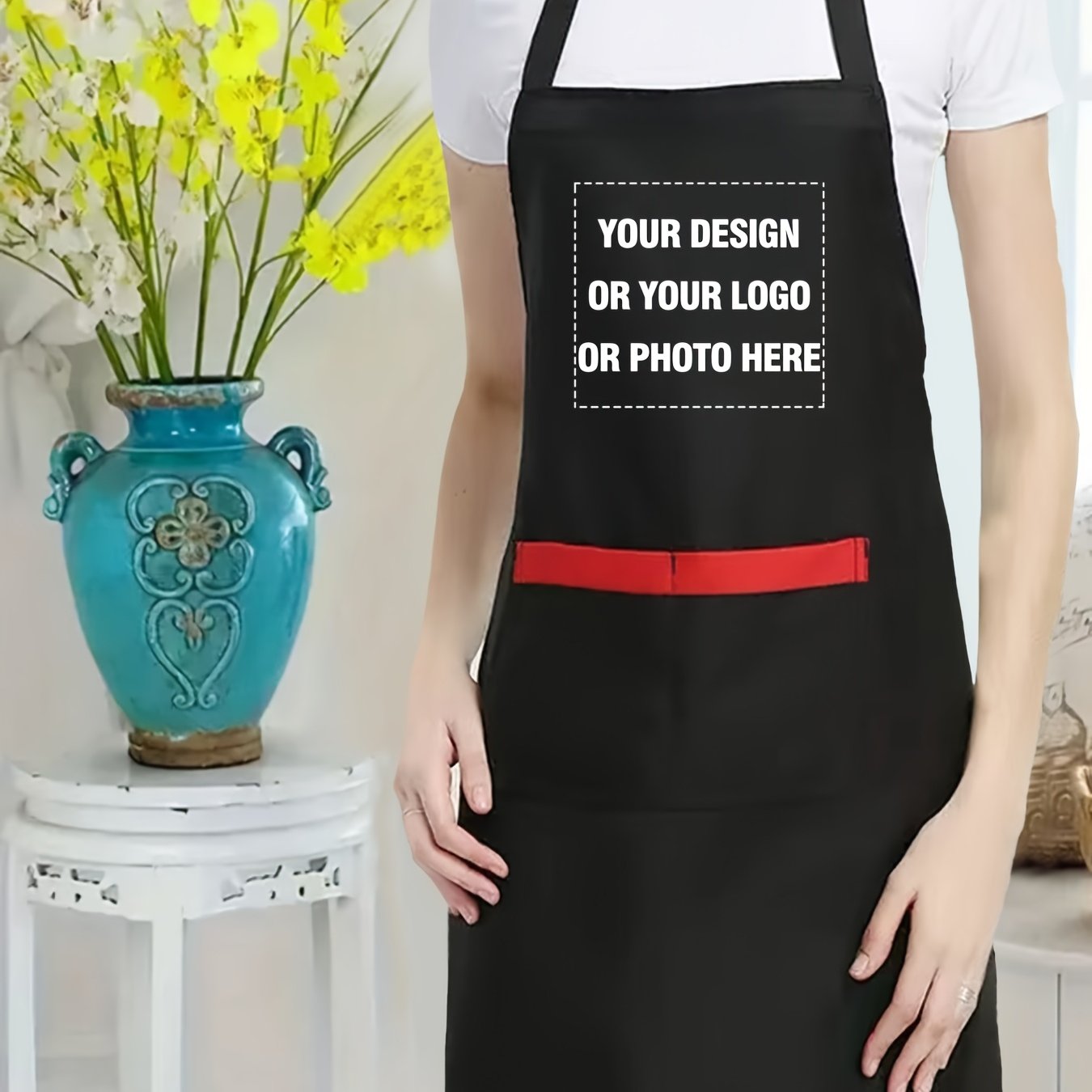 TEMU Tablier personnalisé avec LOGO, photo et signature. Durable et robuste avec taille réglable, adapté à divers scénarios de travail. Tablier de