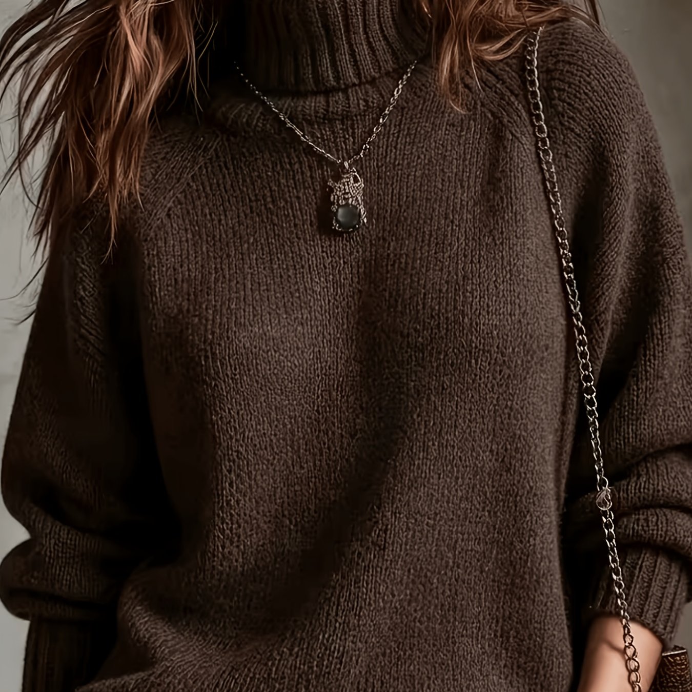 TEMU Women' High-neck Sweater, Long Sleeve Pullover, Easy Minimalist Style Fall Winter Casual Top, Versatile Women's Clothing