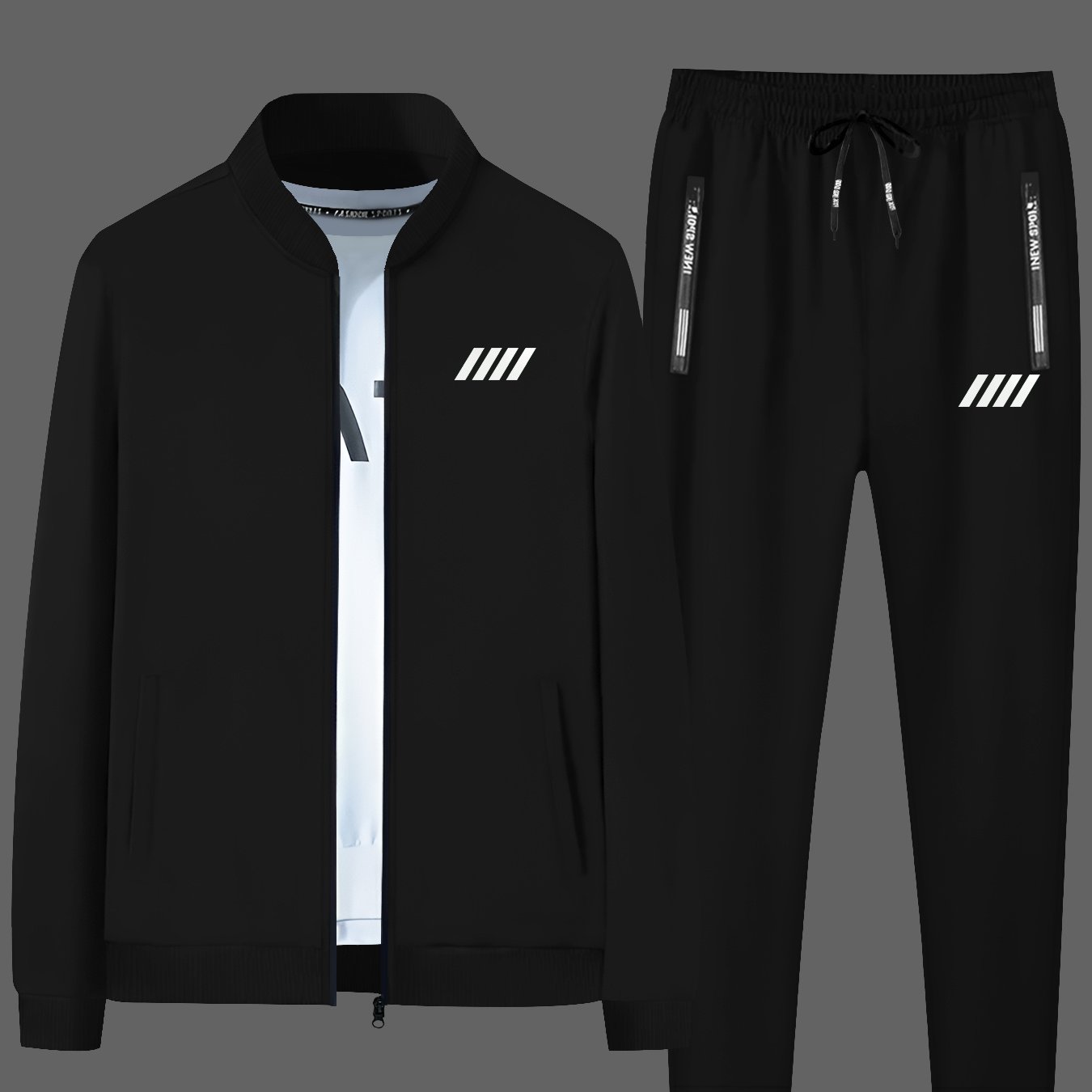 E-shop Herren Trendiges Herbst/Winter Li Ling Jacken 2-teiliges Set, Lässiger Jugend-Sportjacken-Anzug