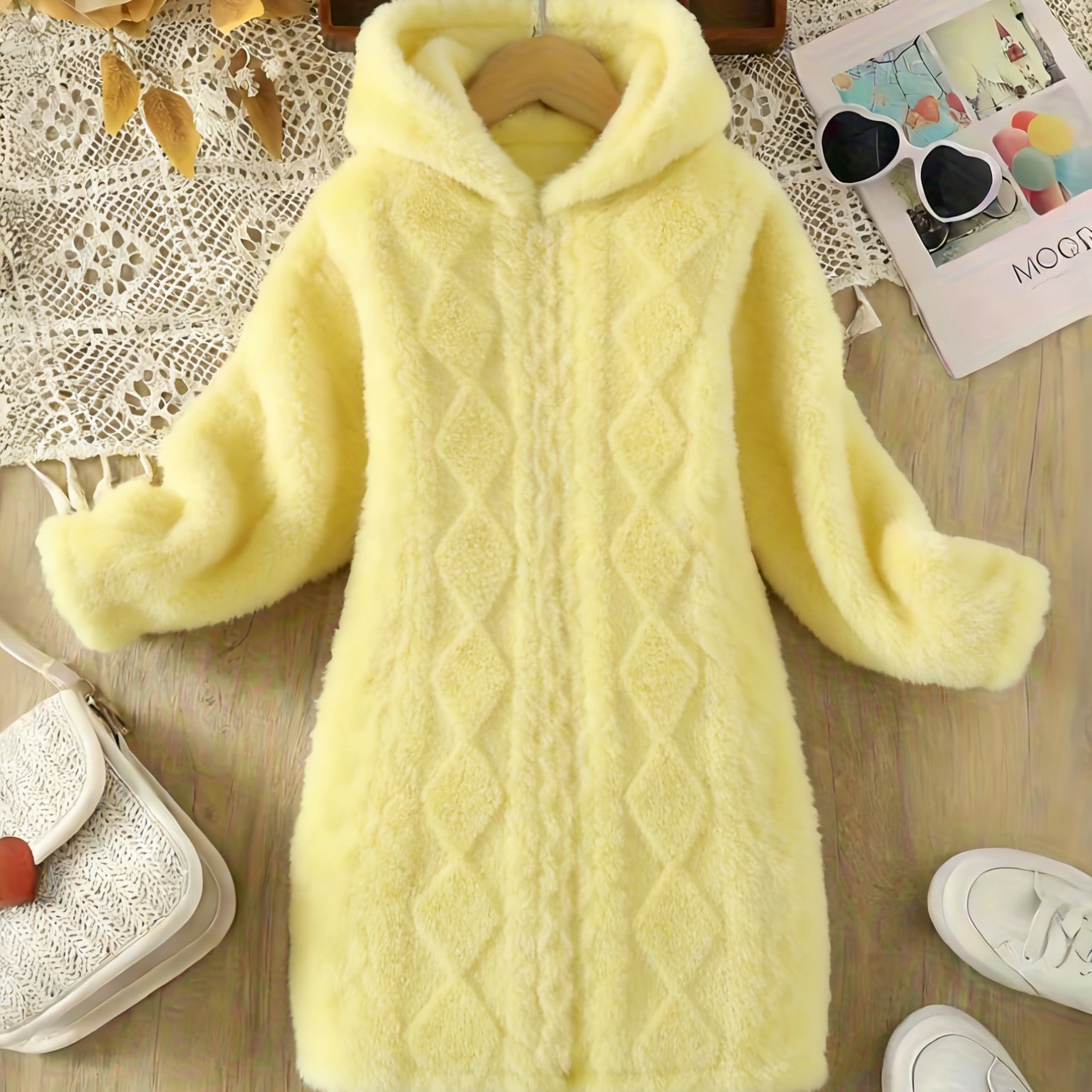 TEMU Sudadera con capucha para mujer, de felpa jacquard casual y | geométrico, estilo con capucha, ideal para otoño/invierno