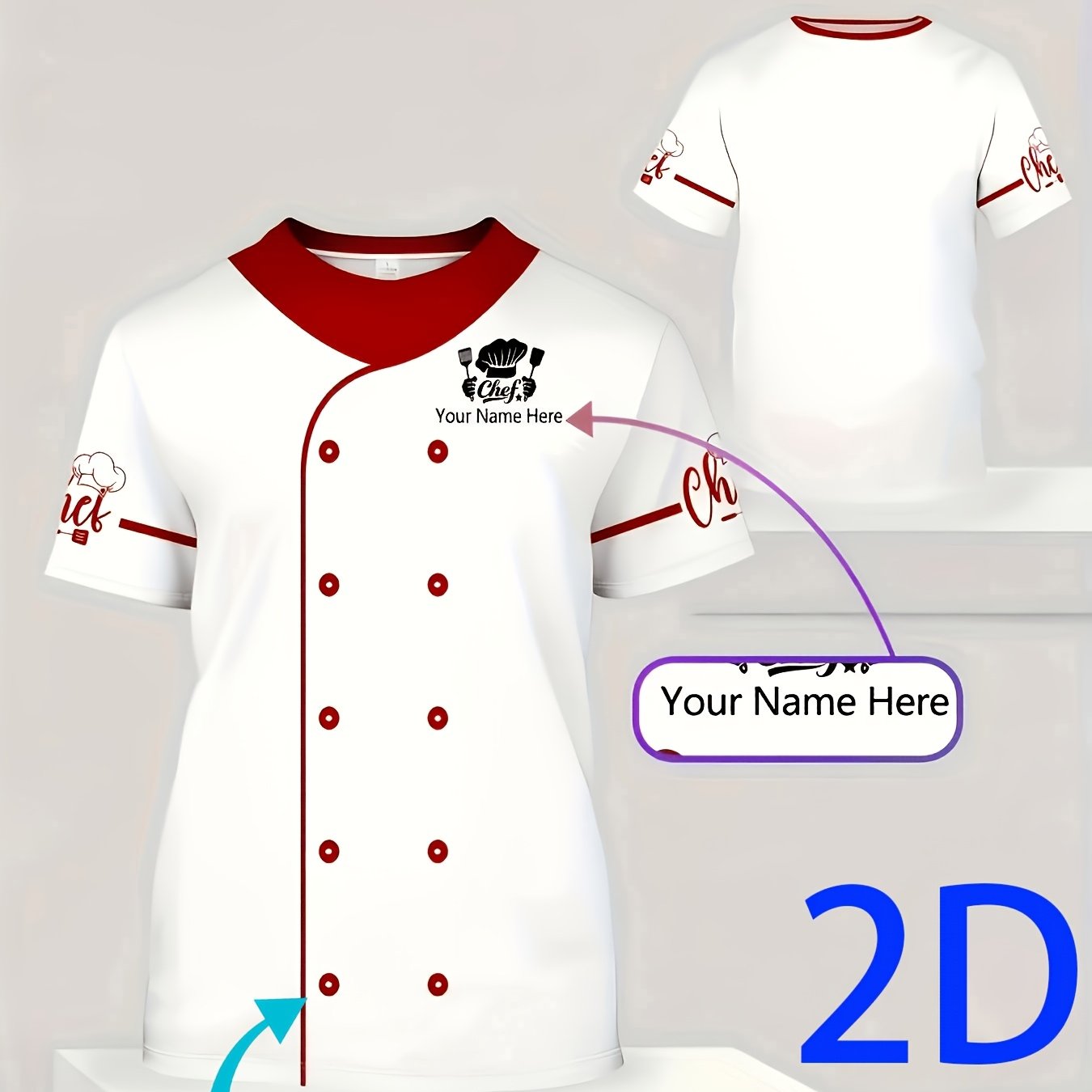 TEMU T-shirt à motif imprimé – Nom personnalisé imprimé texture/broderie/paillettes, T-shirt à col ras du cou et manches courtes pour uniforme de