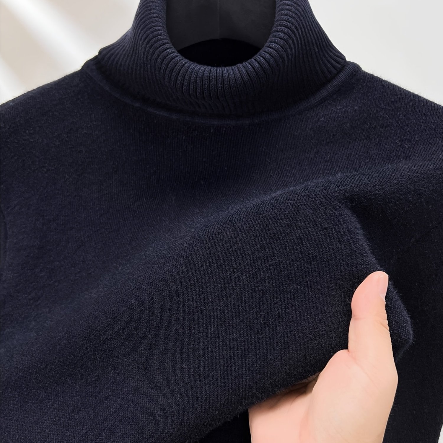 TEMU Men's Autumn Winter Thickened High Neck Knit Sweater Warm Casual Skin-friendly Long Sleeve Base Top