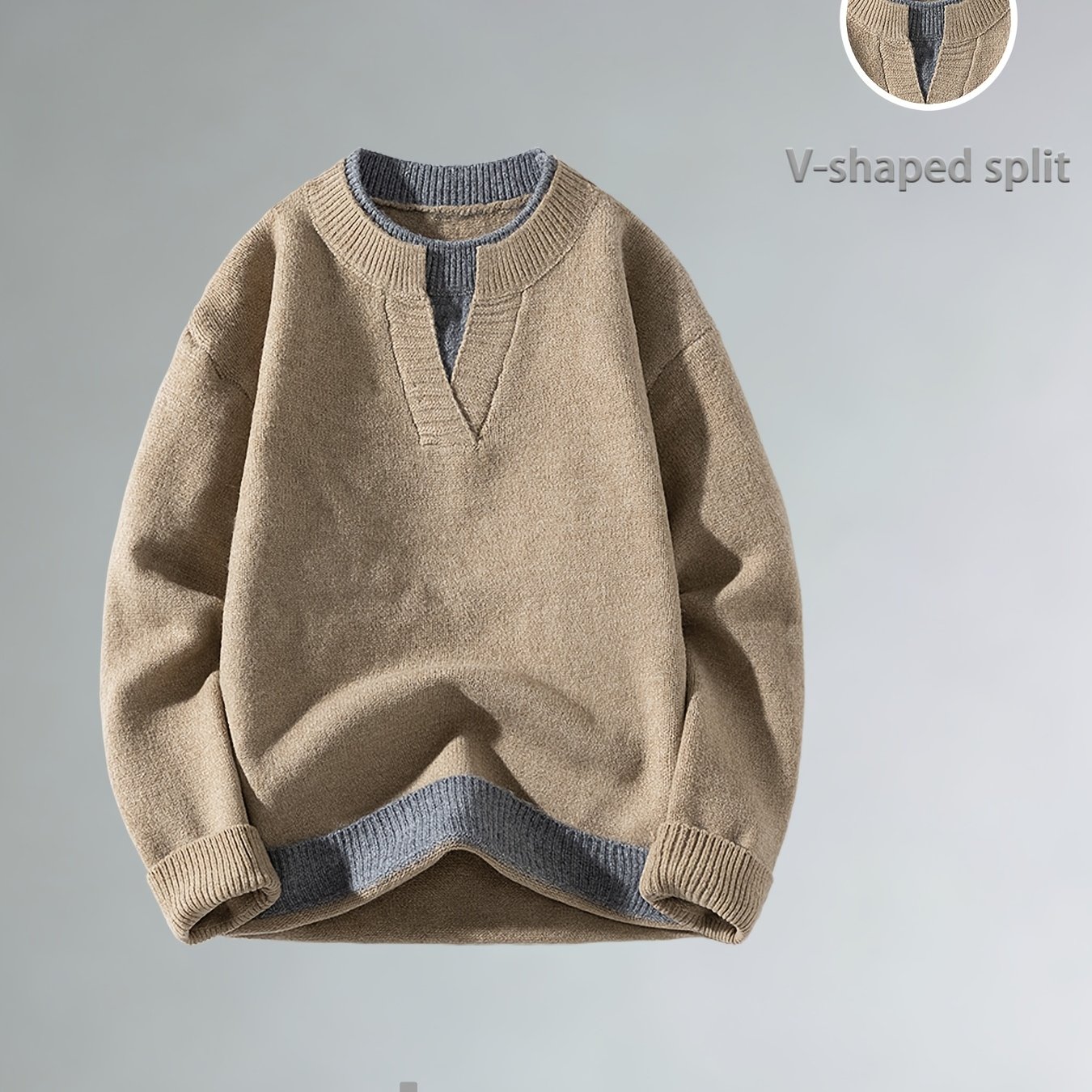 TEMU Men's Round Neck Sweater, Warm And Versatile Top For Autumn And Winter