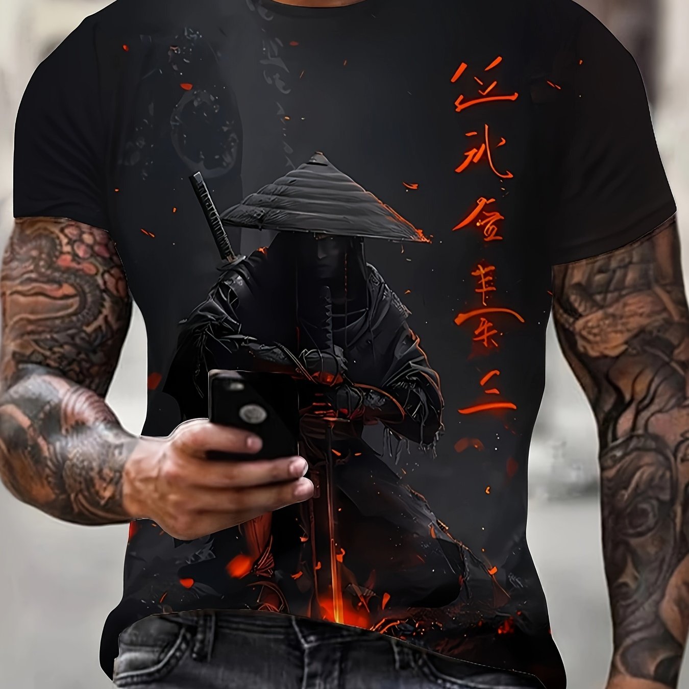 TEMU New Unisex 3d Printed-shirt- Pattern Graffiti-hop Style, Geometric Pattern And , Breathable Crew Neck Casual Summer-shirt, Washable, Casual