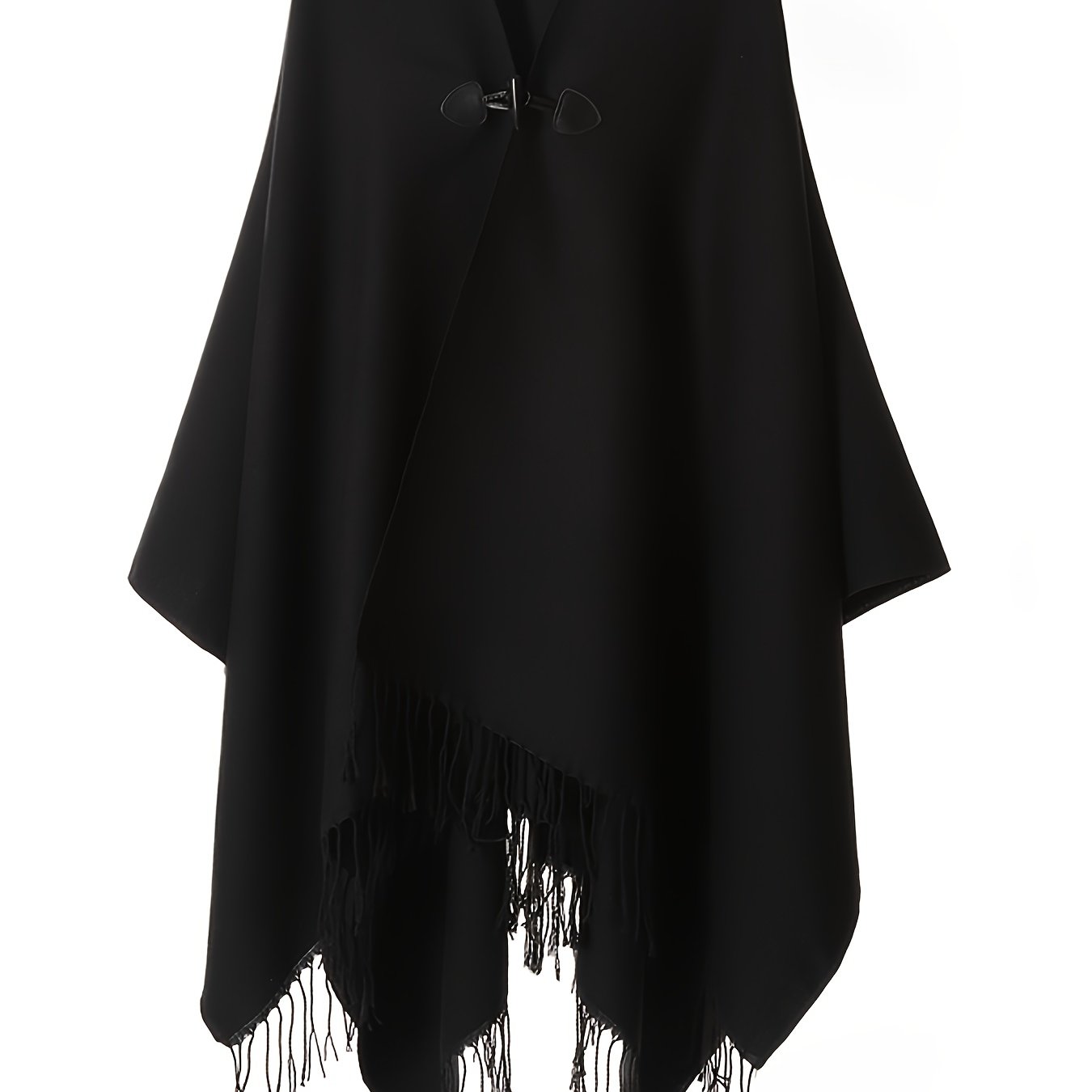 TEMU Plus Size - Plus Size - 1pc Unisex Fashion Elegant Solid Color Easy Tassel Bohemian Style Shawl Cloak, Button- Size Cardigan, Warm Comfortable