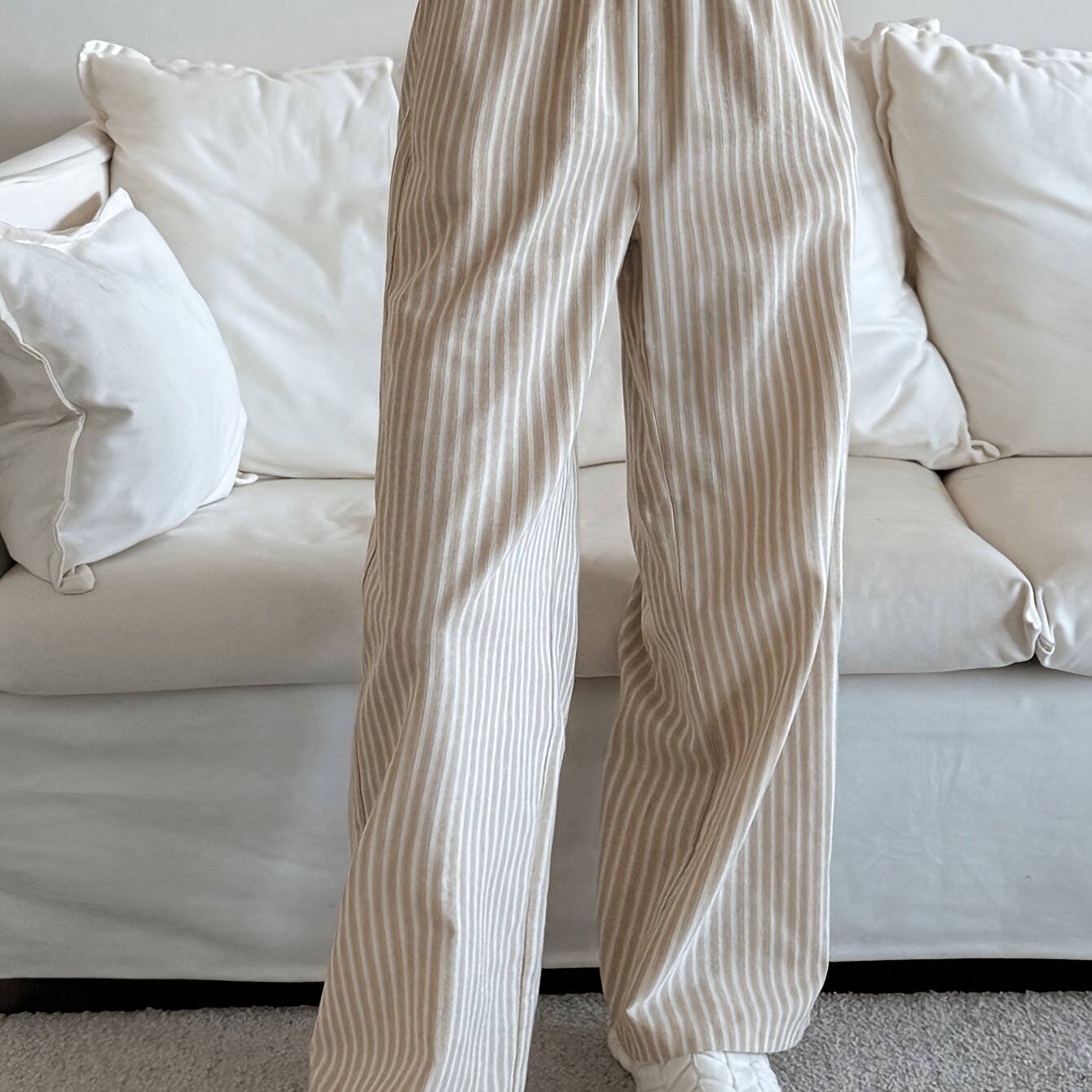 TEMU Pantalon de nuit pour femme 26AW", 1 pièce, pantalon de nuit décontracté , pantalon de détente confortable à thème rayé, confortable pour un ,
