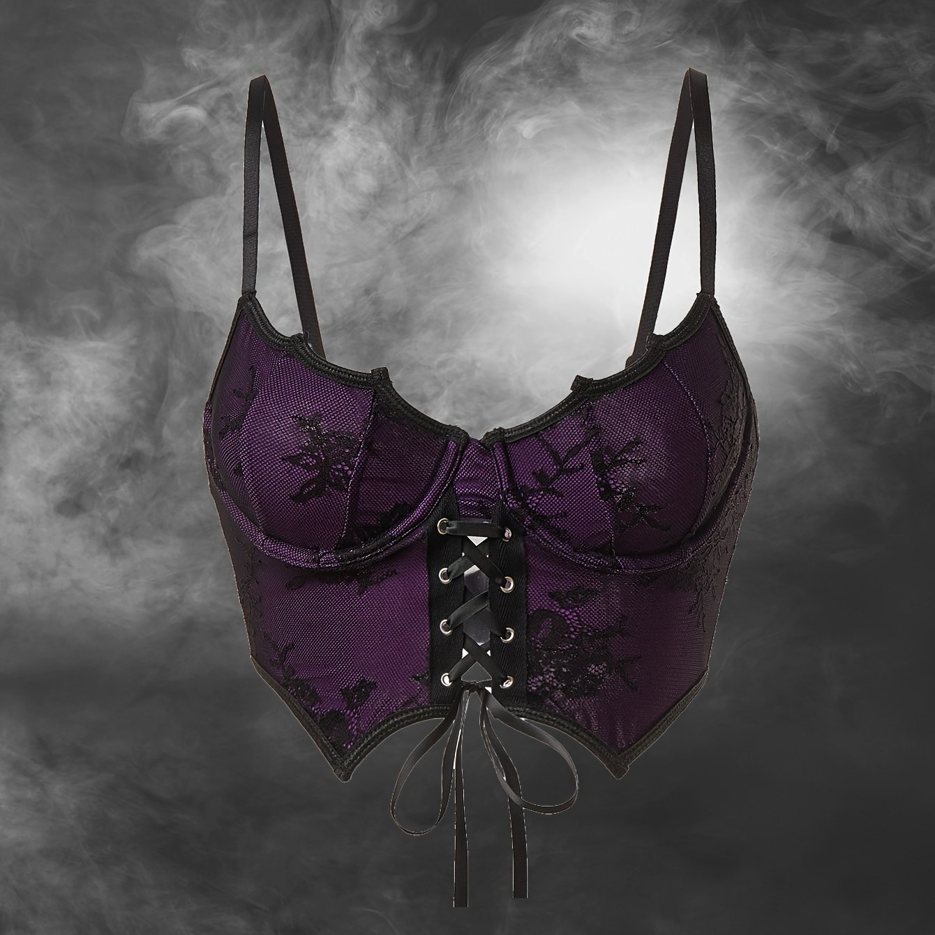 TEMU Gothic Women's Fashion Steel Ring Bat Wing Corset Top