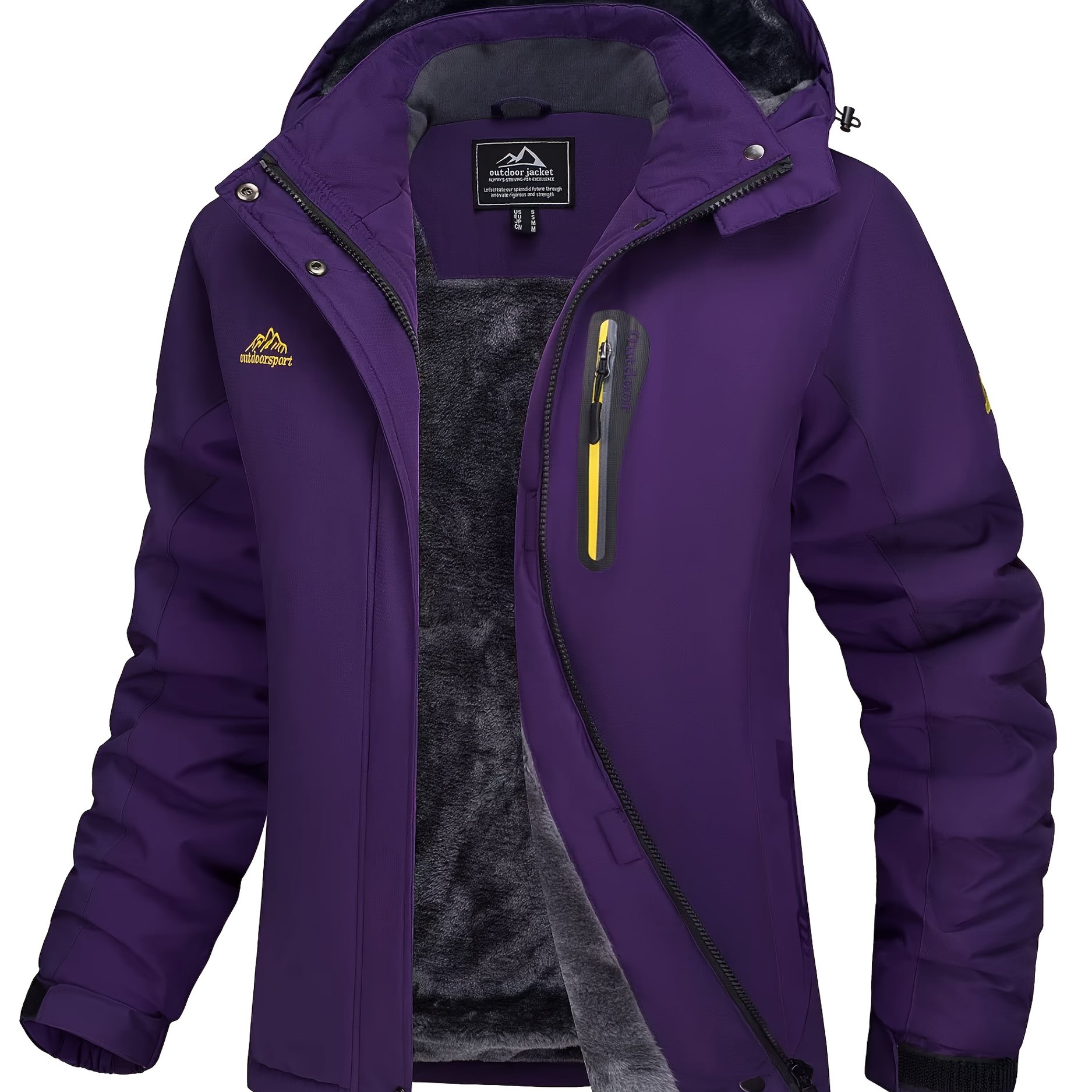 Image of Women's Ski Jackets Insulated Snow Jackets Lined Winter Coats With Hood 5 Pockets Warm Snowboarding Windbreaker Full Zip Drawstring Skiing Jackets Collar Hiking Coats