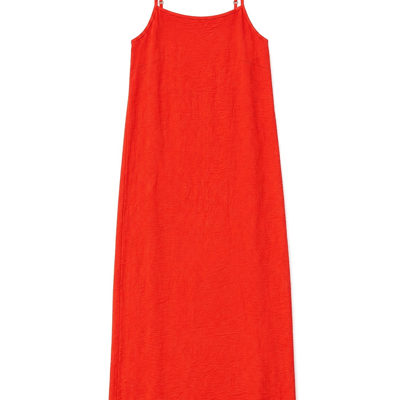 TEMU Vestido largo para mujer de corte con tirantes y de lino en color anaranjado, vestido de y para vacaciones en