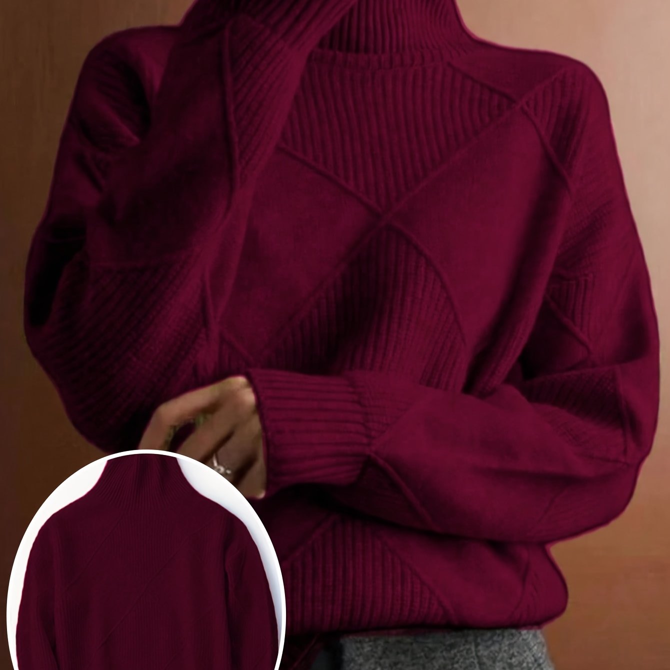 TEMU Plus Size - Plus Size - Turtleneck Sweater Top