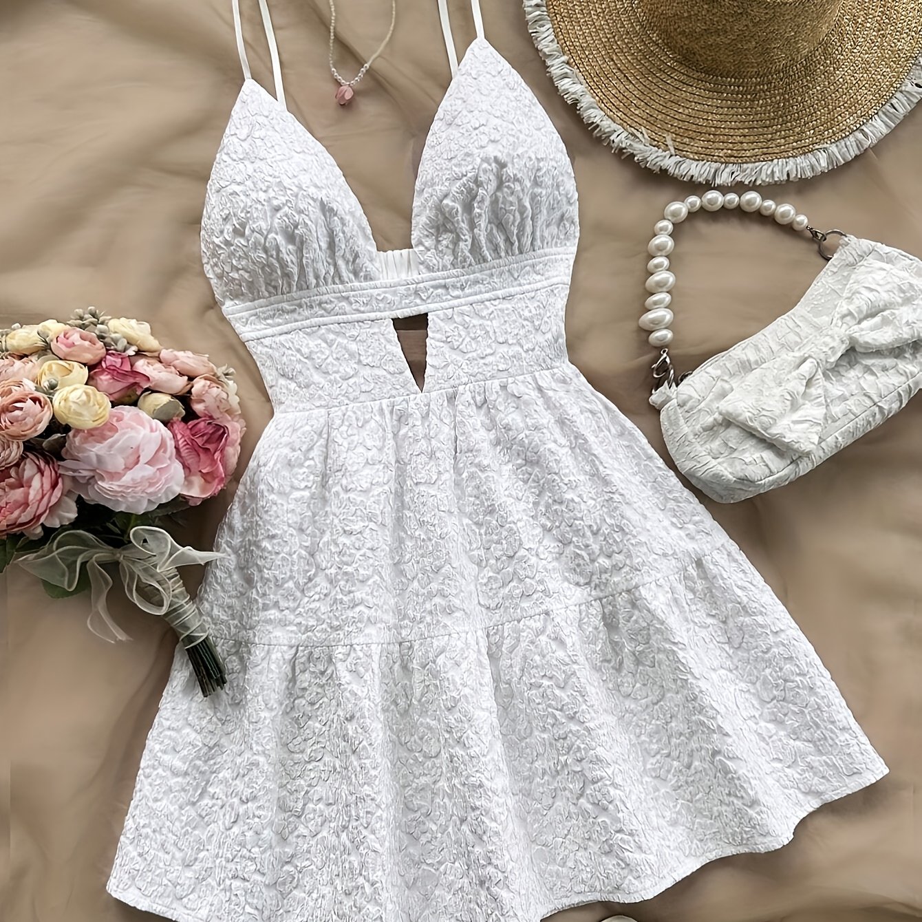 E-shop YY0107058 Damen Frühling/Sommer Einfarbiges Rückenfreies Elegantes Kleid