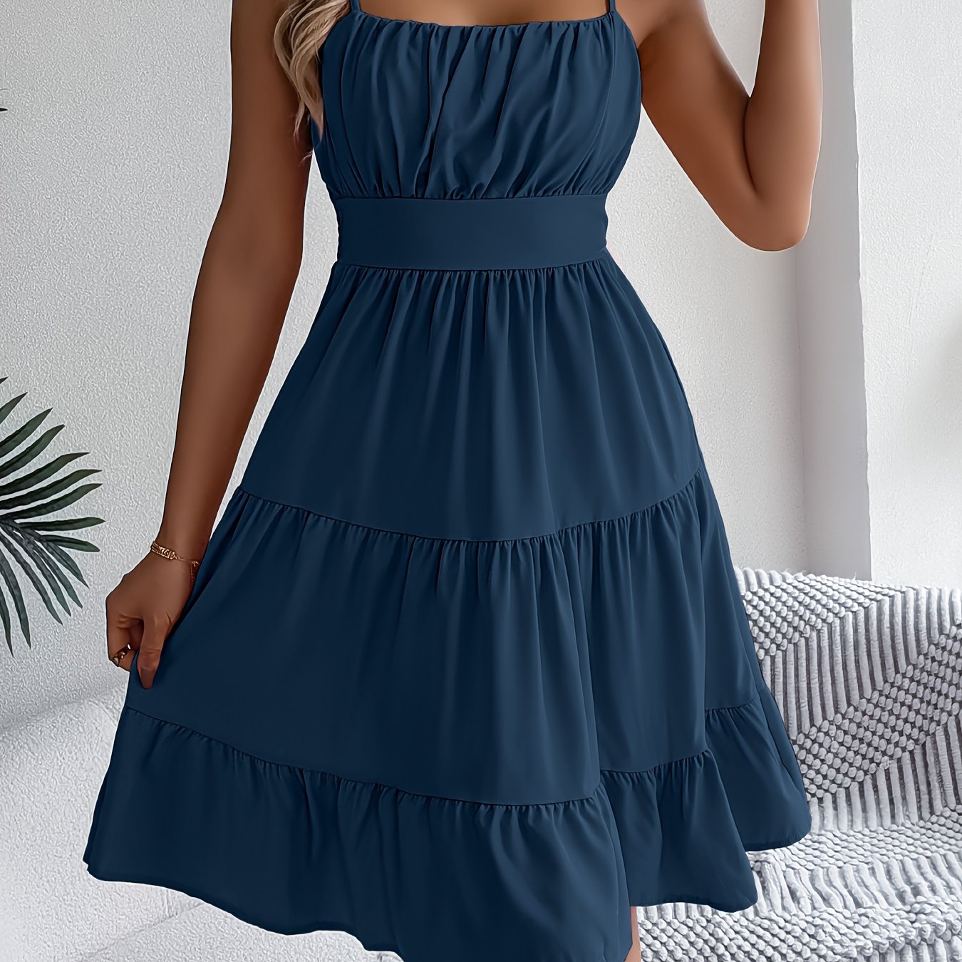 Spring And Summer Casual Vacation Ruffle Suspender Dress