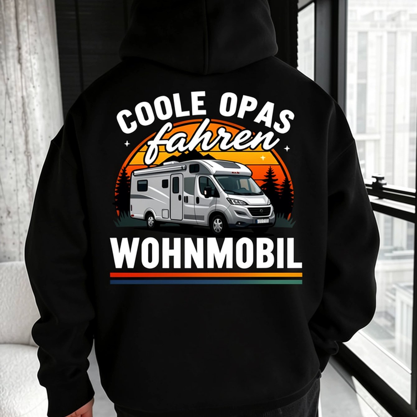 Image of Coole Opas Fahren Wohnmobil Graphic Hoodie, Unisex Hooded Sweatshirt, Long Sleeve Pullover With Kangaroo Pocket, , Relaxed Casual Streetwear For Road Trips, Travel, Fall Winter And Daily Wear