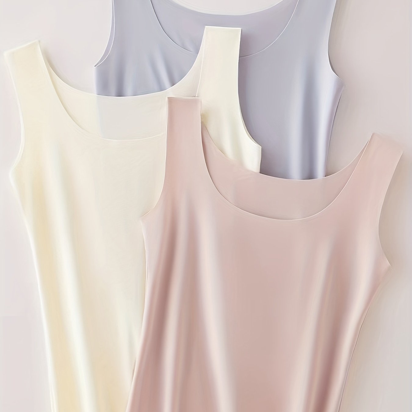 3pcs Summer Women's Long Sleeveless Vest Cool Comfortable Breathable Casual Easy Solid Color Worn Inside Or Outside