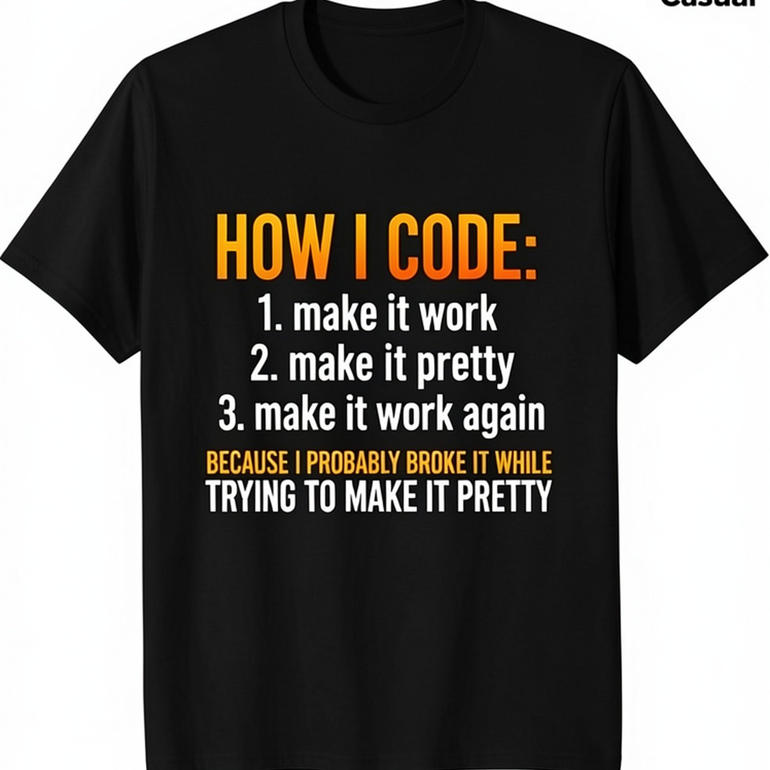 TEMU Funny Programmer T-shirt - How Humorous Coding Guide Suitable For & Coding Enthusiasts, 100% Cotton Machine Washable Casual Round Neck Tee With