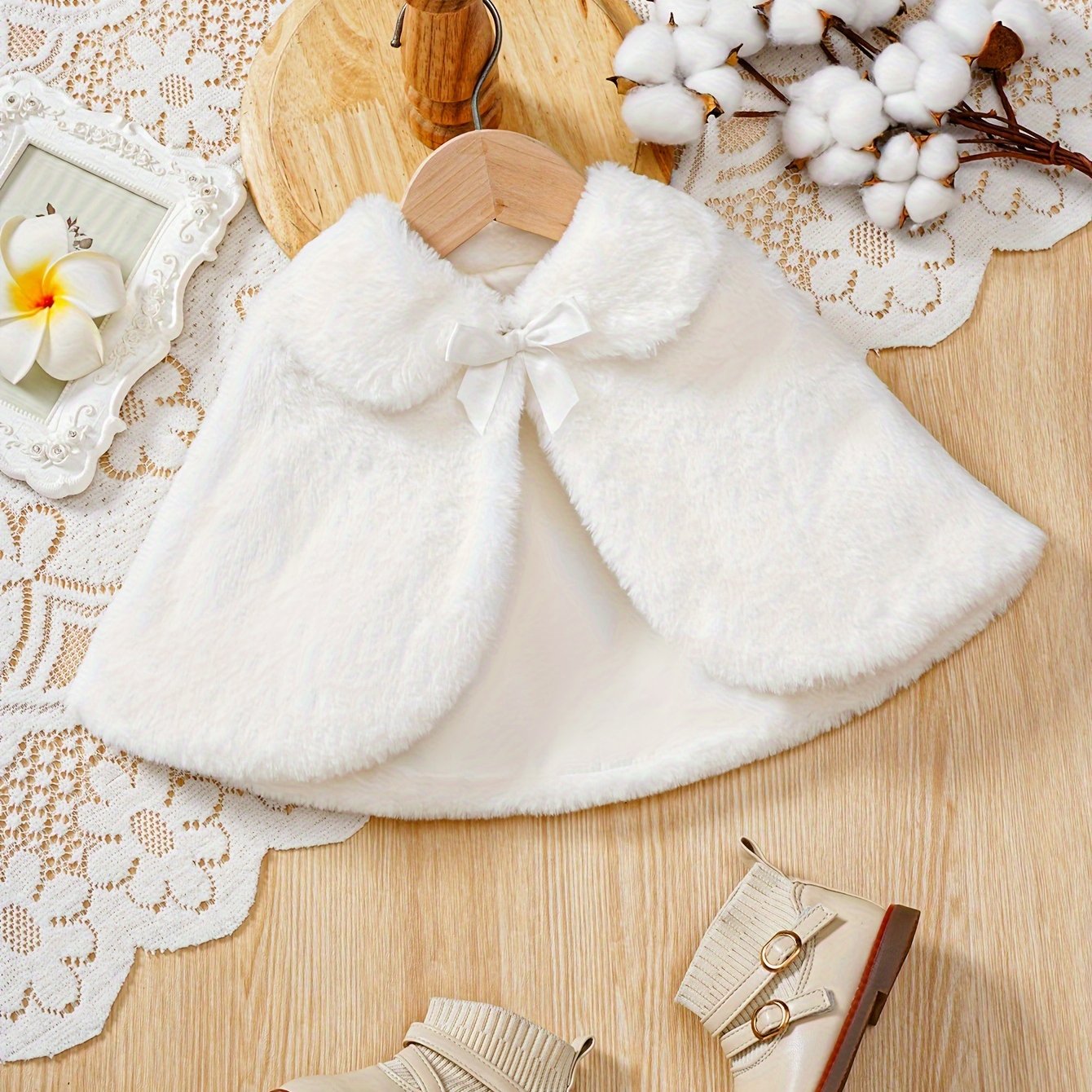 Image of Baby Girls' Fall Winter Furry Fleece Thick Warm Casual Daily Cute Elegant Coat
