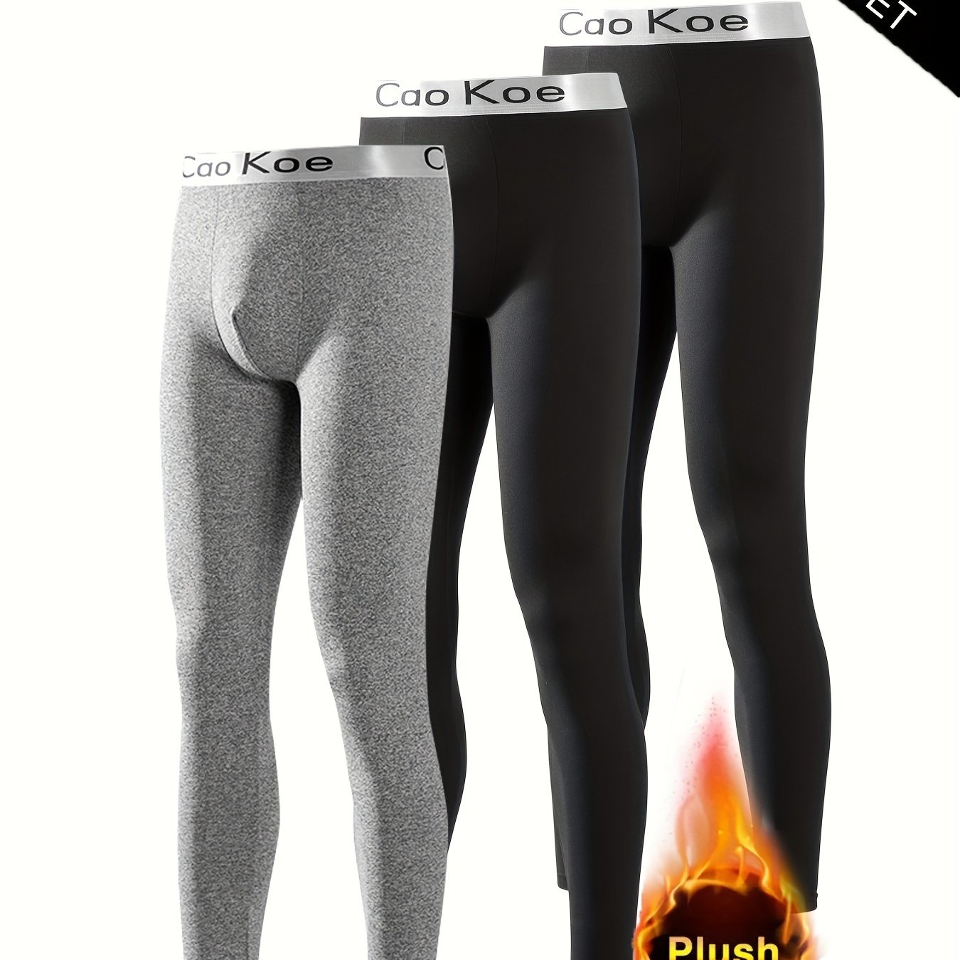 E-shop 3er-Pack Herren Fleece Dicke, warme, figurbetonte Herrenhosen, kältebeständige Herbstunterwäsche im Nu-Farben-Look