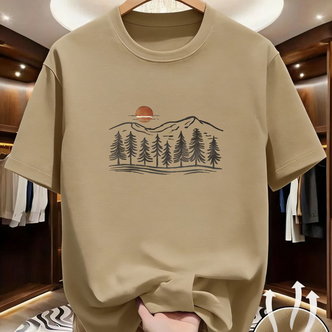 TEMU Mens T-shirt Landscape Outdoor Summer Wear