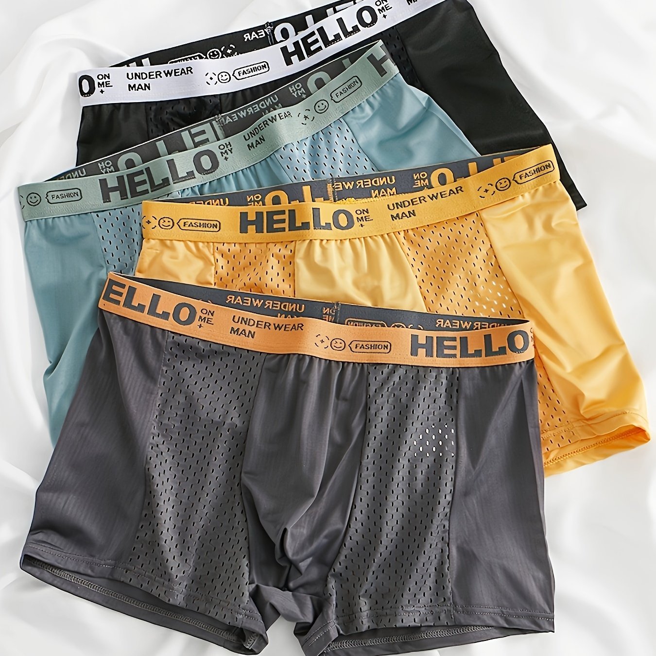 Men's Underwear 'hello' Print Fashion Breathable Comfy - Temu