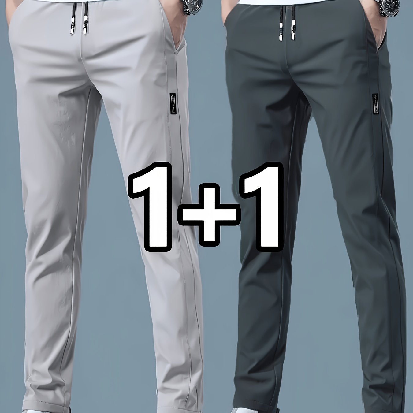 TEMU 2pcs Set Men's Spring Summer Lightweight Business Casual Trousers, Straight -season Trendy Brand Elastic Versatile Fashion Athletic Long Pants '
