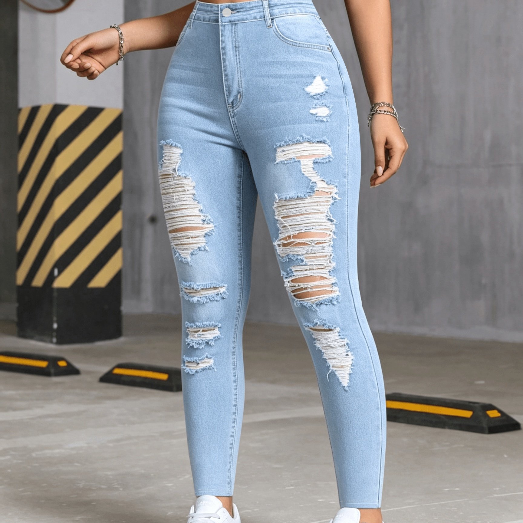 TEMU [printed Leggings - Not Denim Fabric]printed Skinny Pants, Textureless - Non- Denim Fabric, Women's Trousers, Denim Printed Leggings For