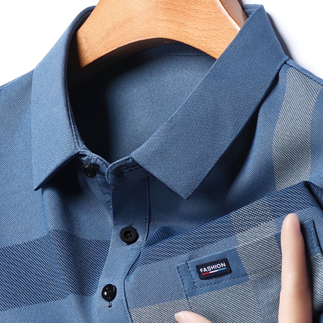 E-shop Stilvolles kariertes Golfshirt, lässiges kurzärmeliges Herrenhemd mit Tasche Reverskragen, Golfshirt geeignet für Sommer-Aktivitäten im Freien