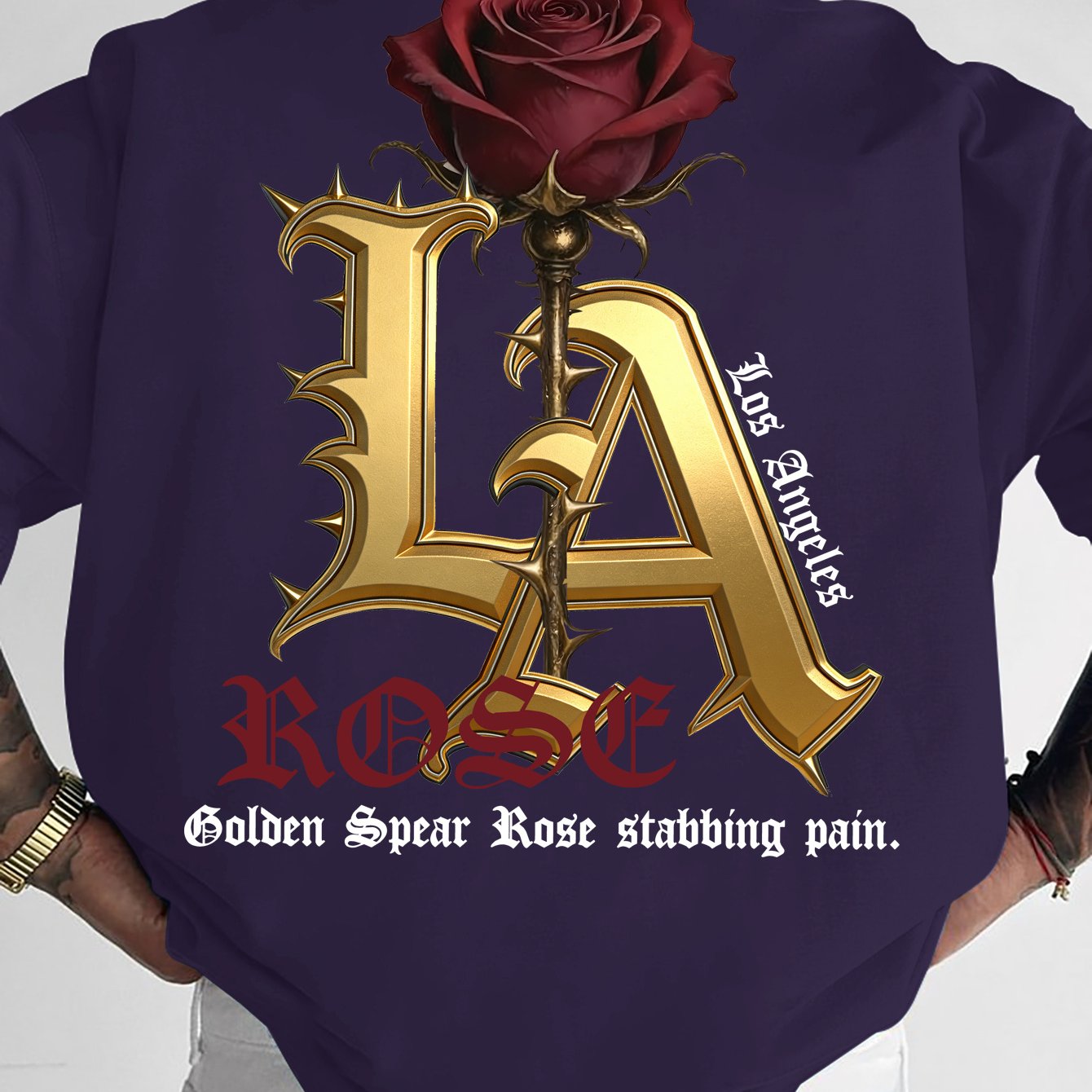 TEMU Men's T-shirt, Style Rose Print T-shirt