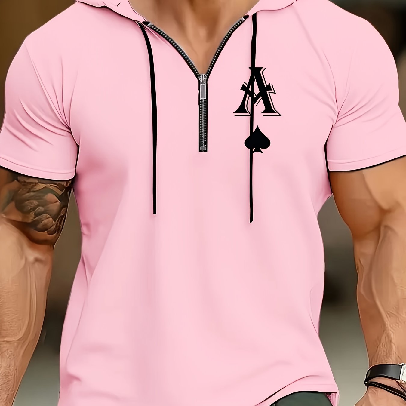 TEMU Spring/summer Casual Fashion Short-sleeve Hooded Sweatshirt, Versatile Short-sleeve Hooded Shirt Top For Outdoor Leisure, Work, Fitness, And