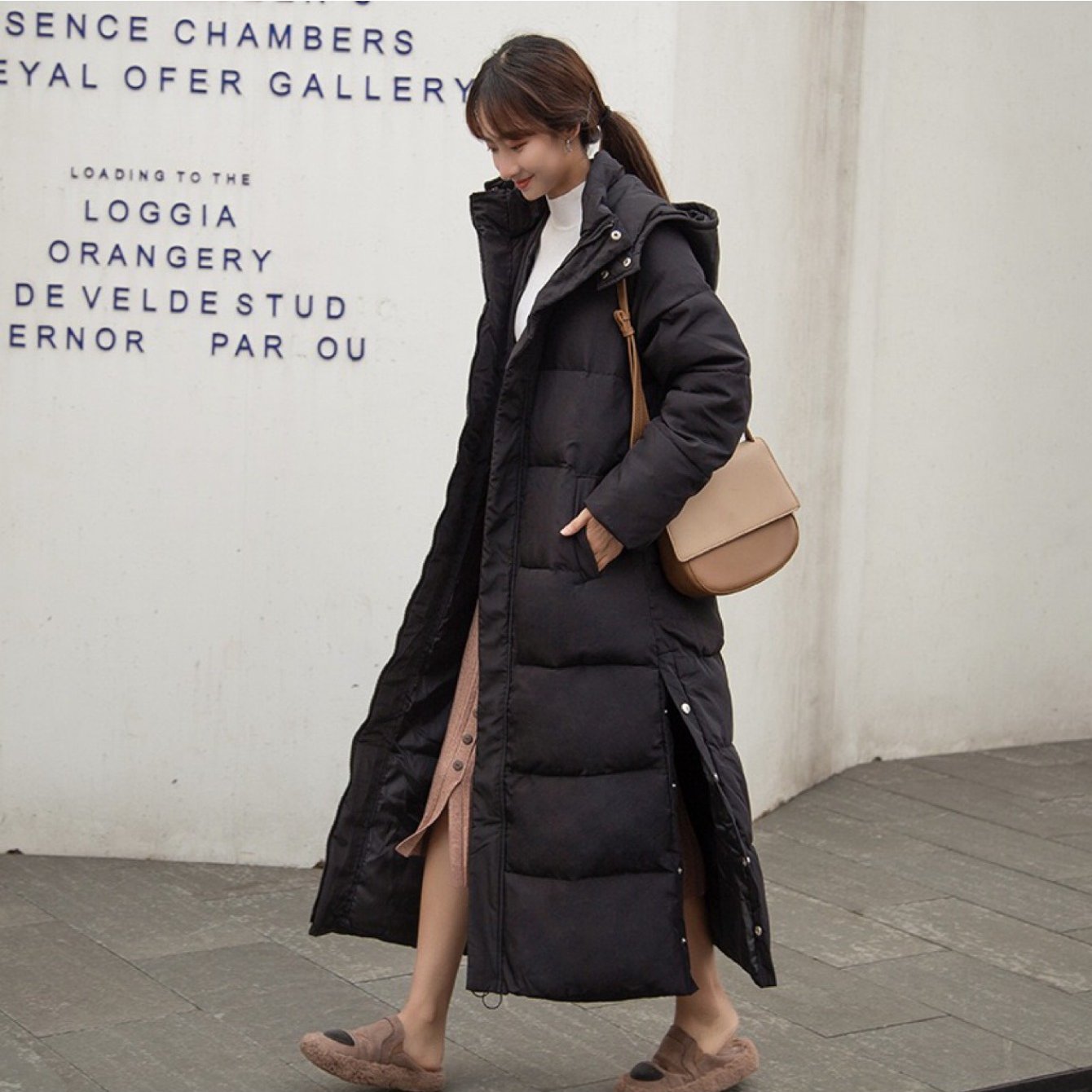 TEMU 20245 Winter New Female Plus Long Over The Knee Korean Version Slim Girlfriend Warm Thickened Medium And Long