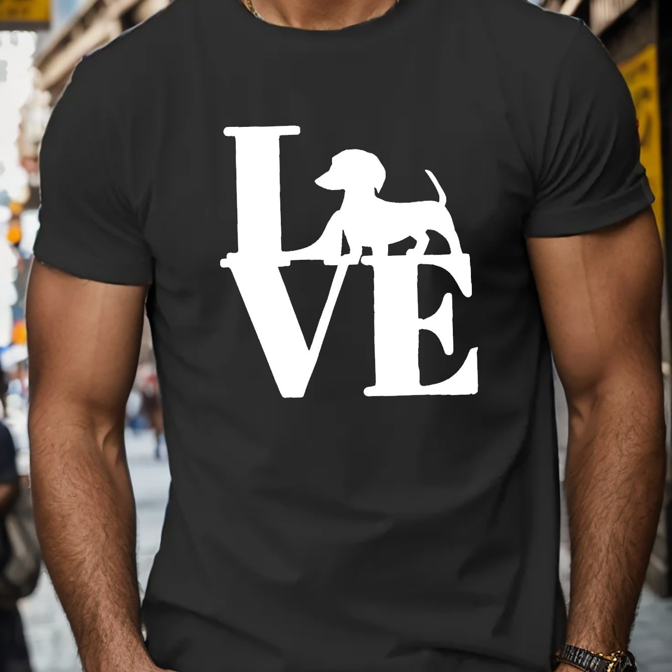 TEMU Love Print T Shirt, Tees For Men, Casual Short Sleeve T-shirt For Summer