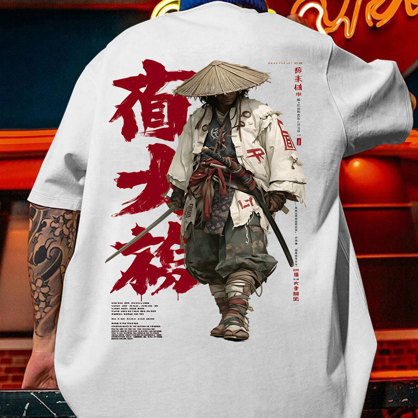 TEMU Retro Heat Transfer Print Men's Short Sleeve T-shirt Regular Style Back Pattern Top Daily Casual Versatile Round Neck Comfortable Breathable
