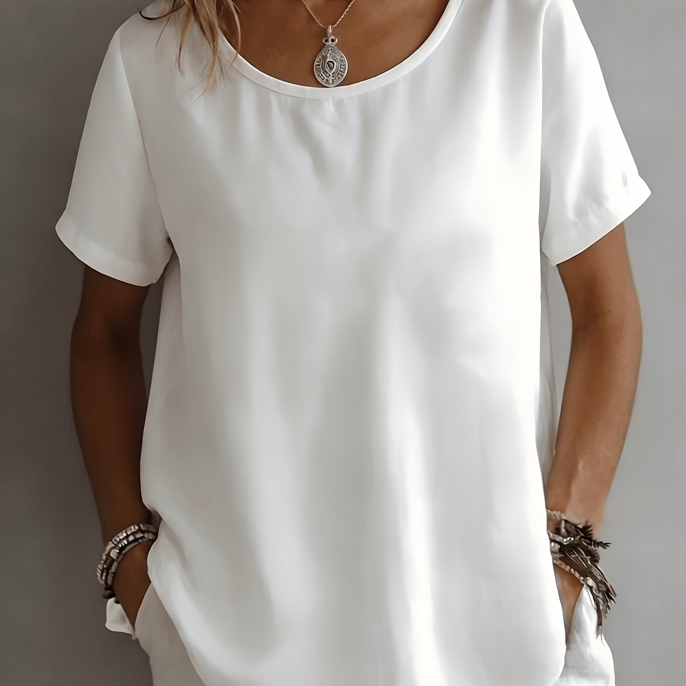 TEMU Women's All-match Spring Summer New Loose Literary Retro Thin Short Sleeve T-shirt Top
