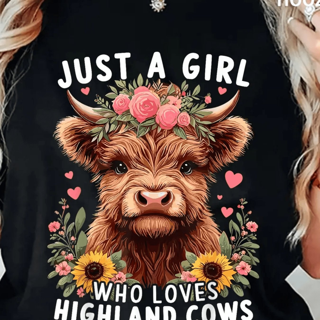 TEMU Highland Cow Just A Who Highland Cows T-shirt Seasonal Fashion Retro Design Short Sleeve Shirt Gift Holiday - Unisex Holiday Gift Casual Outing