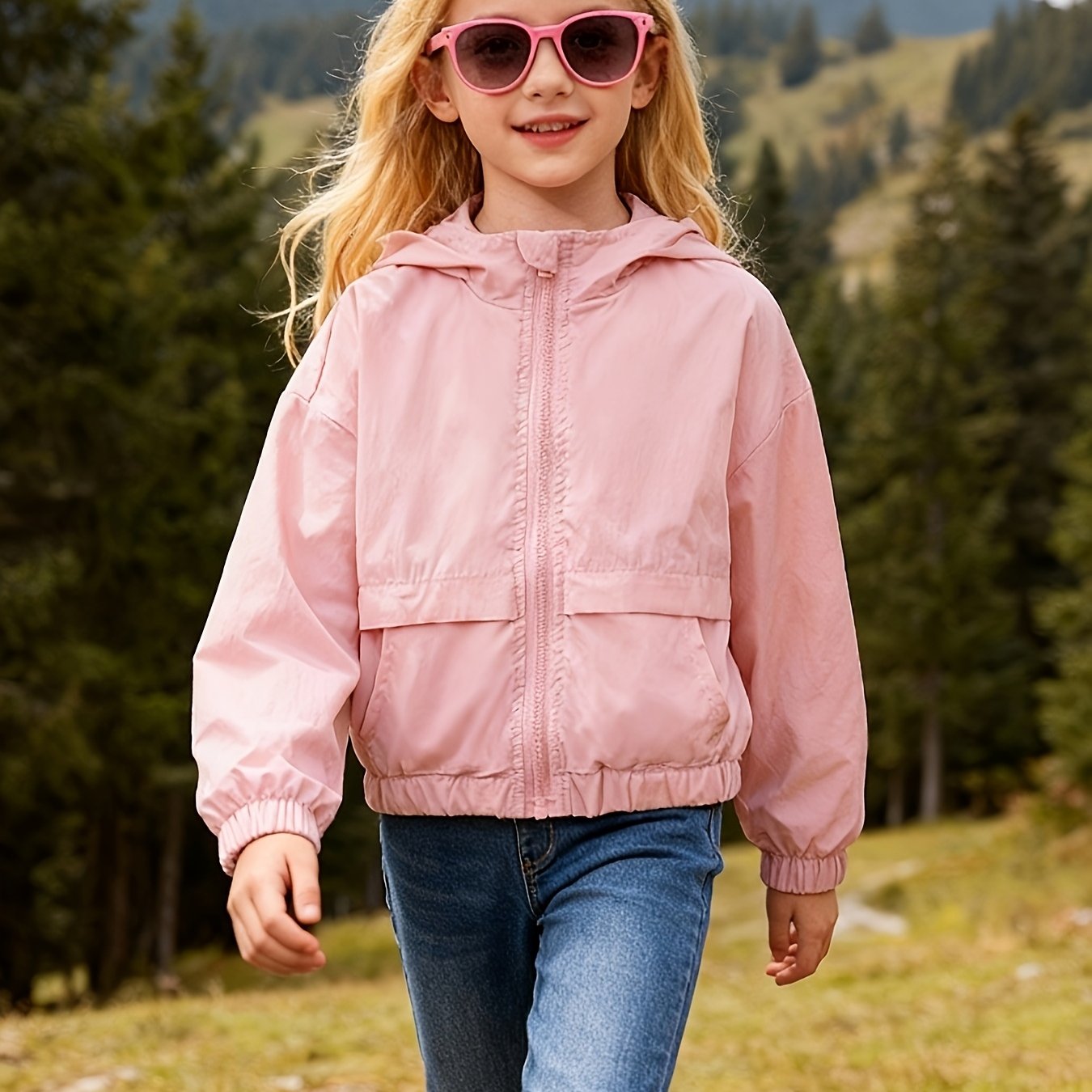 Solid Color Lightweight Jacket for Girls