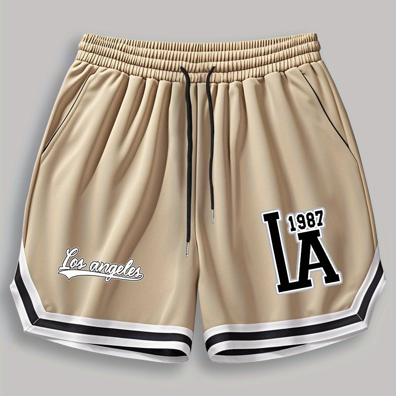 E-shop KOURRTER Amerikanische Trendige Mode Bequeme LA Los Angeles Englischer Druck Sportliche Strick Herren- und Damen-Shorts