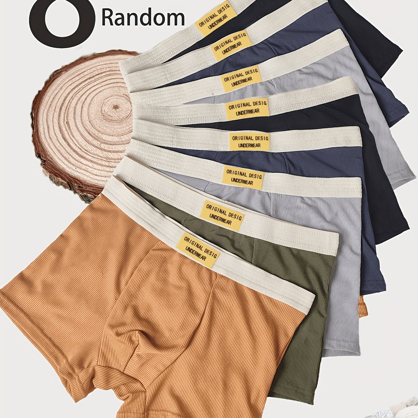 Random 8pcs Fall Winter New Solid Color Men&;s Briefs, Ribbed U-shaped Breathable Easy Multicolor Underwear