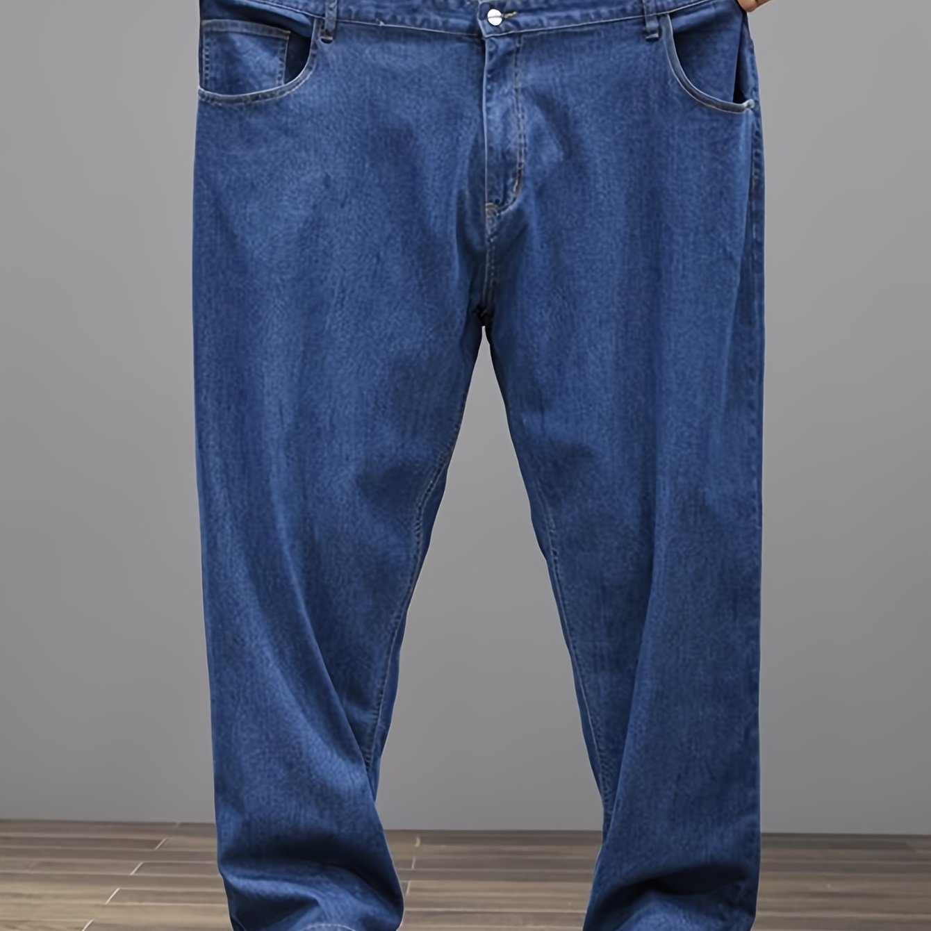 1pc Plus Size Men's Jeans, Extra Thick And Loose Fit Breathable Straight Leg Pants For 2xl-8xl, Plus Size