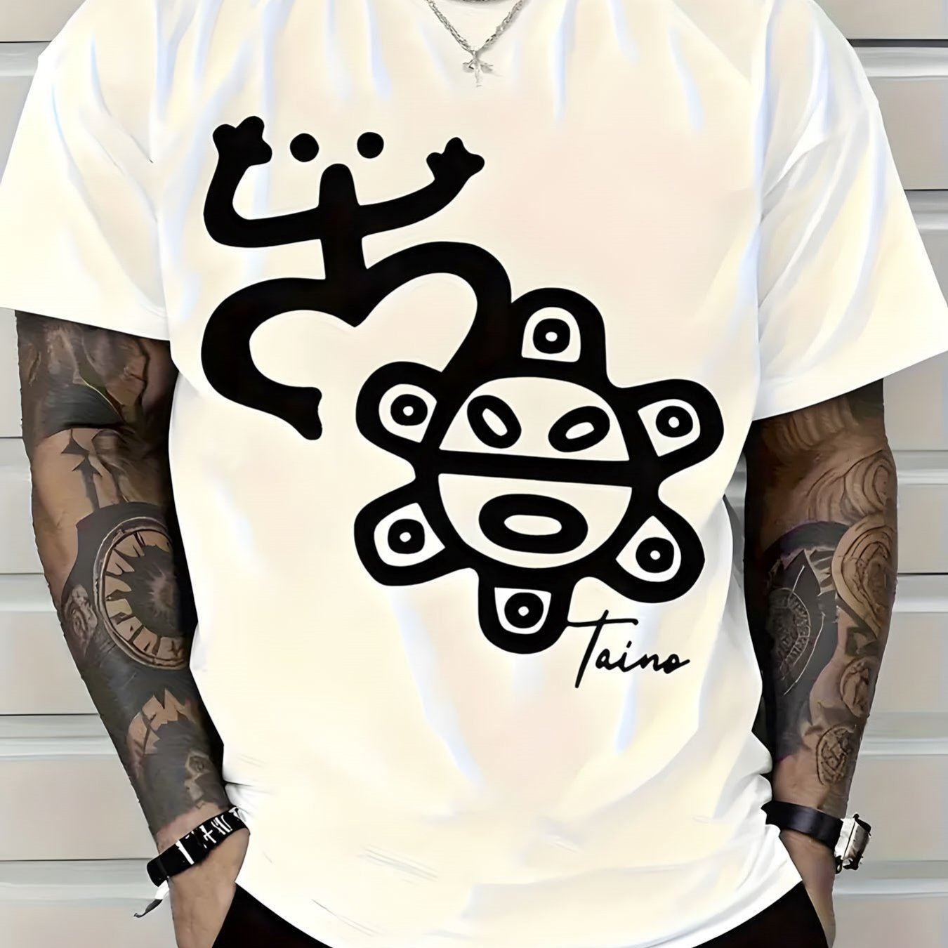 TEMU Men's Heavyweight 100% T-shirt - Crew Neck , Soft Everyday Essential Basic Top For Casual Wear & Holiday Presents (), Streetwear Style, Graphic