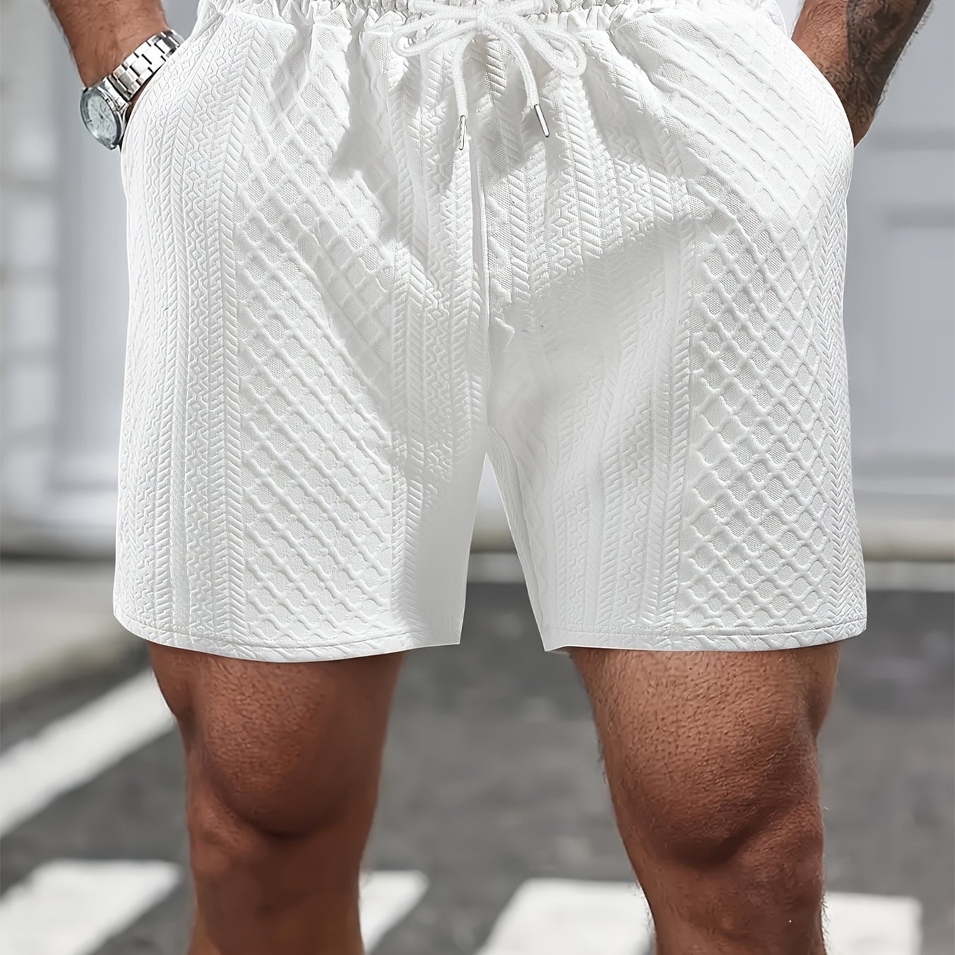 TEMU Summer Men's New Casual Athletic Shorts, Solid Daily Versatile Style, Breathable Comfortable Fabric, , Outdoor Athletic Shorts, Suitable For