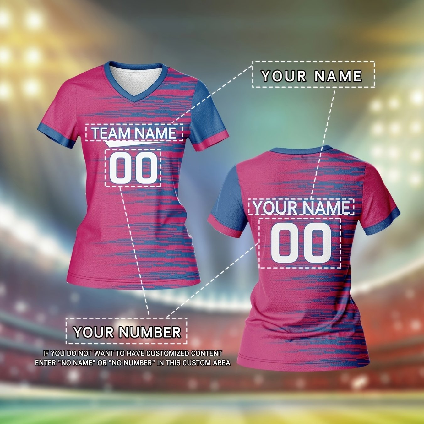 TEMU Maillot de football personnalisé 2026 pour femme - Nom et numéro personnalisés, maillot respirant à séchage rapide avec col en V, adapté à