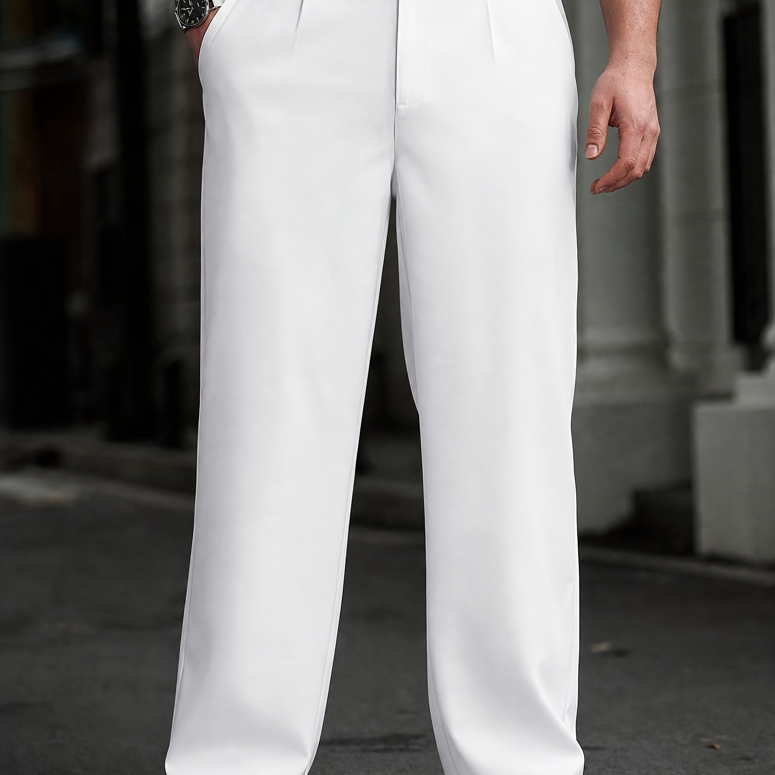 TEMU Plus Size Men's Drapey Trousers, Summer Thin Loose Casual Pants, Business All-match Wide-leg Long Trousers Men's Gift