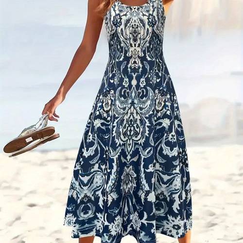 summer dresses for women 2025 sleeveless boho maxi sundress loose casual flowy beach dress midi dress