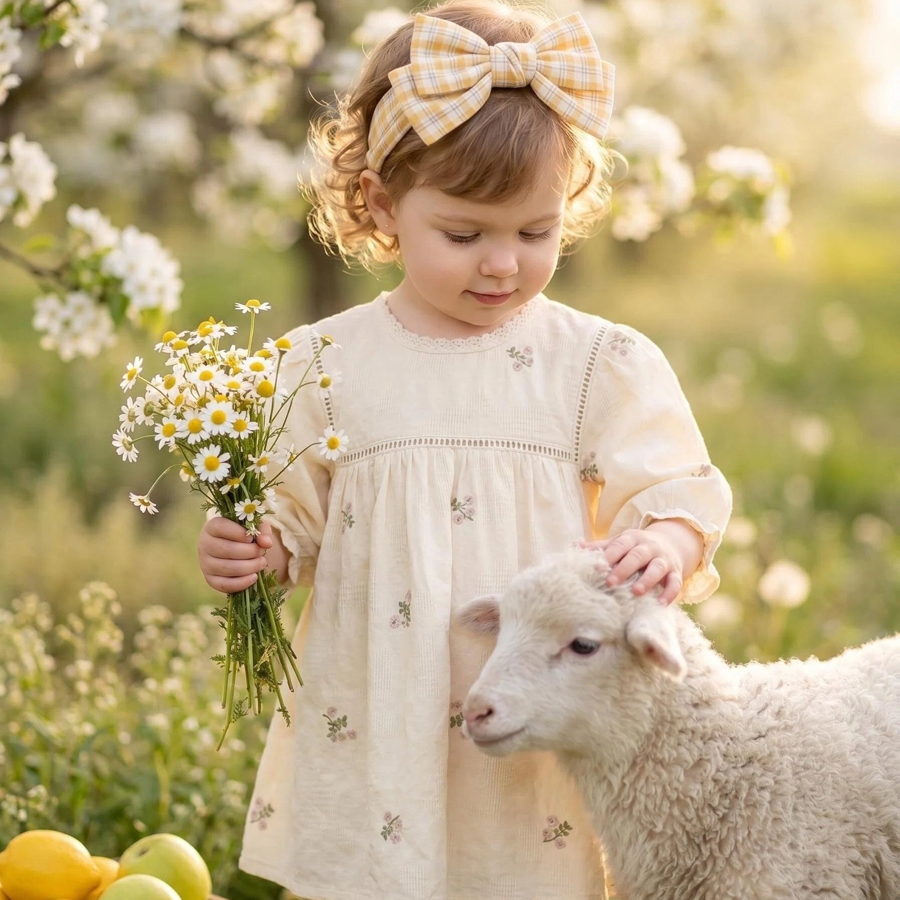 Image of Girls' Dress Korean Style Summer Autumn Embroidered Floral Long Sleeve Princess Dress