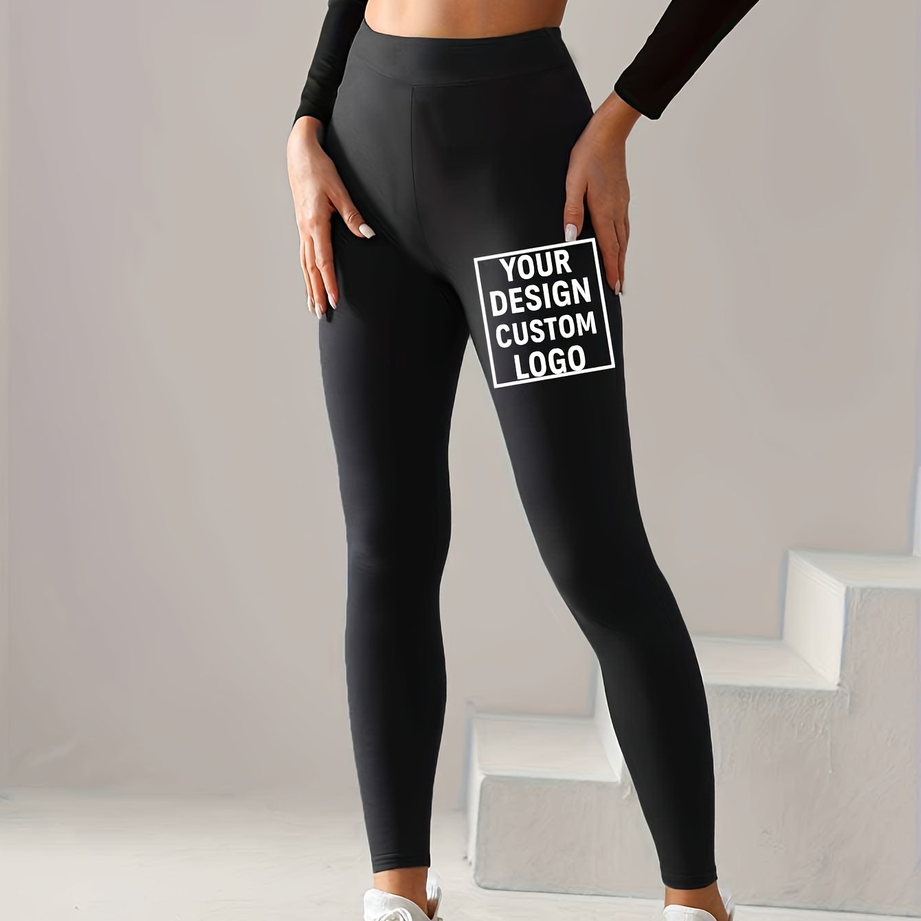 TEMU Standard Size Women's Casual Sport Pants, Leggings, Yoga Pants, Casual Wear, Outerwear, Essential For , Customizable With Your Own Photo, Your