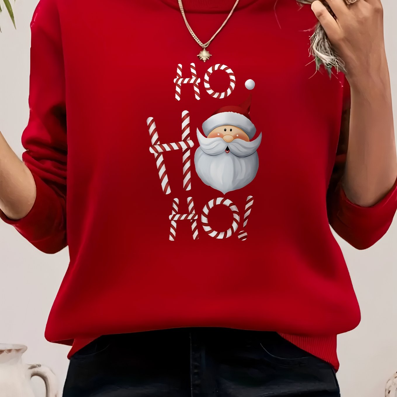 TEMU ALL//Todo Elegante Sudadera de Cuello con Estampado Geométrico de Poliéster para Mujer