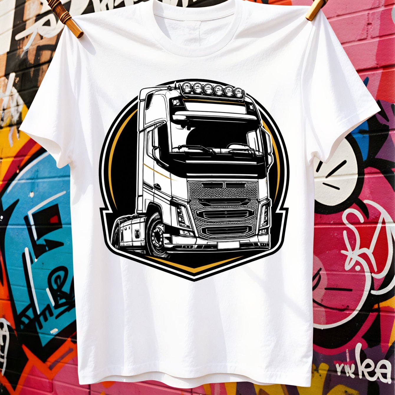 TEMU Men's T-shirt Plus Size Semi Truck Graphic T-shirt With Back Print - Automotive, Loose Fit Round Neck Tee Suitable For Truck, Casual Wear,