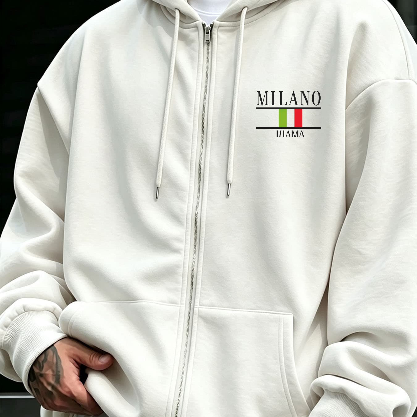 Image of Unisex Ultra Oversized Lightweight Zip-up Hoodie, Super Loose Fit Thin Fabric Sweatshirt With Italy Flag Print, Casual Sports Streetwear Pullover For Autumn Winter