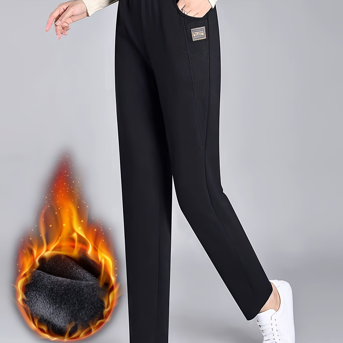 TEMU Adult Casual Tapered Pants With , , Flared Mom Jeans For Fall/